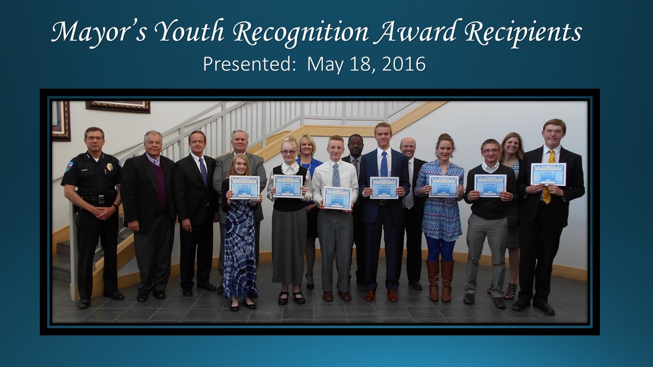 Mayor's Youth Recognition Award Presented May 18, 2016.